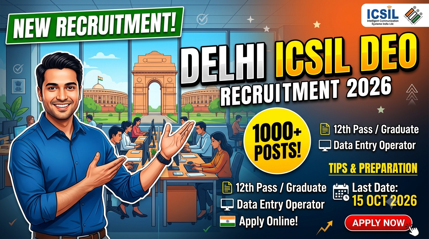 Delhi ICSIL DEO Recruitment 2026: 20 Vacancies, Eligibility, Salary and Apply Online