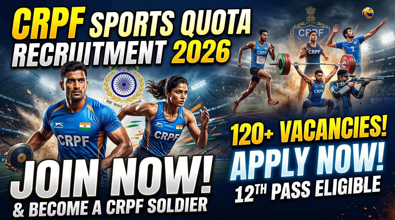 CRPF Sports Quota Recruitment 2026: 521 Vacancies, Eligibility, Salary and Apply Online